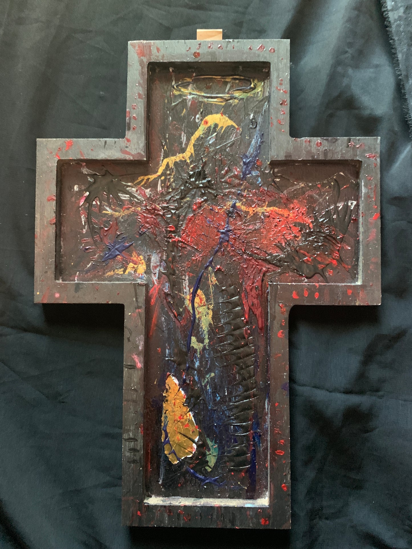 "The Ghost of Things to Come" Original Mixed-Media Cross Painting — 9” × 14”